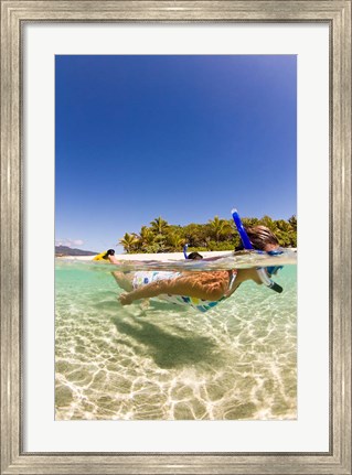 Framed Snorkeling, Beqa Island, Fiji Print