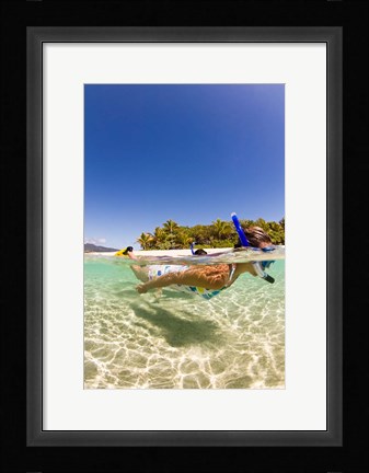 Framed Snorkeling, Beqa Island, Fiji Print