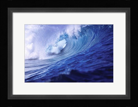 Framed Surfing waves, Fiji Islands Print