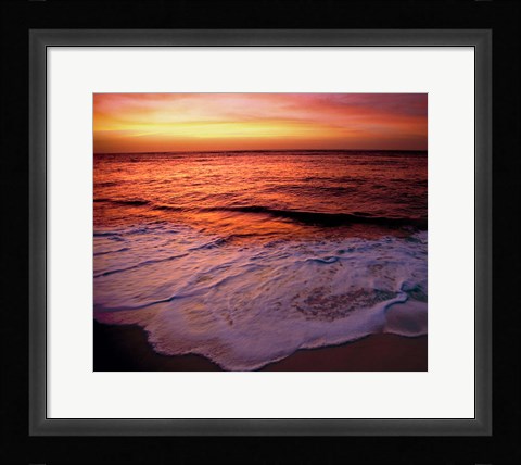 Framed Fiji Islands, Tavarua, Colorful sunset Print