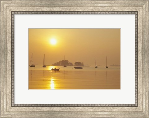 Framed Tavern Island at Sunrise, Rowayton, Connecticut Print