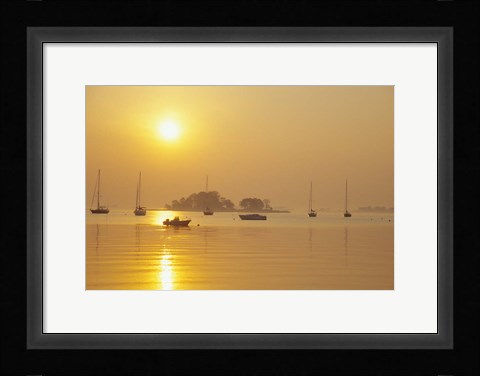 Framed Tavern Island at Sunrise, Rowayton, Connecticut Print