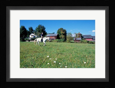 Framed Woman Riding Horseback on Skiff Mountain, Litchfield Hills, Connecticut Print