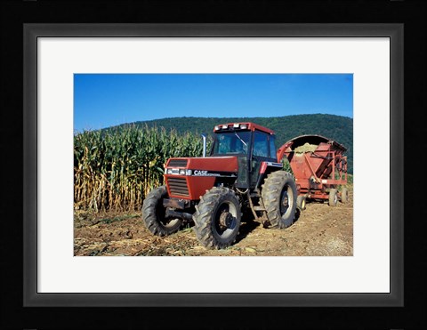 Framed Tractor and Corn Field in Litchfield Hills, Connecticut Print