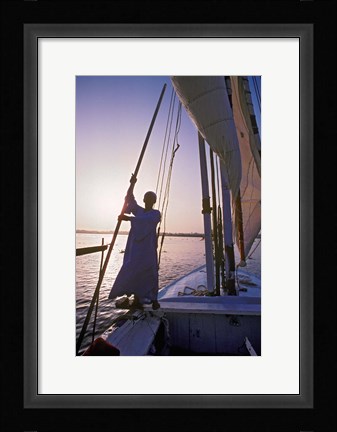 Framed Falucca Sailing Down the Nile River, Egypt Print