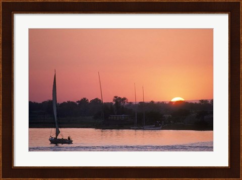 Framed Traditional Egyptian Falucca, Nile River, Luxor, Egypt Print