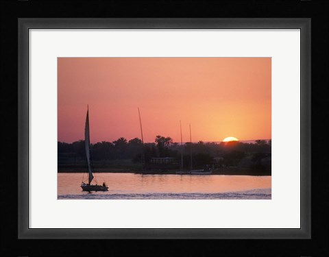 Framed Traditional Egyptian Falucca, Nile River, Luxor, Egypt Print