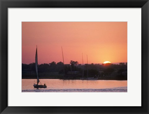 Framed Traditional Egyptian Falucca, Nile River, Luxor, Egypt Print