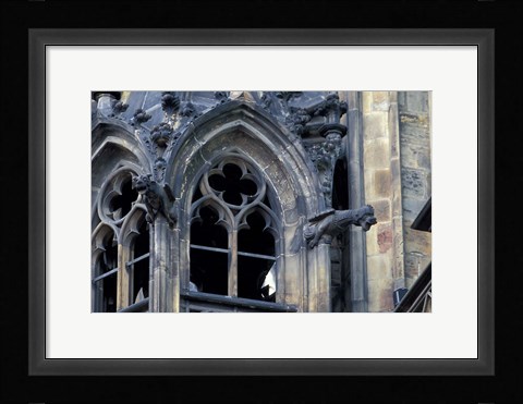 Framed Castle Window and Gargoyle, Prague, Czech Republic Print