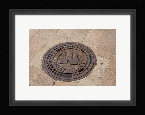 Framed Slovakia, Bratislava, Manhole, coat of arms Print