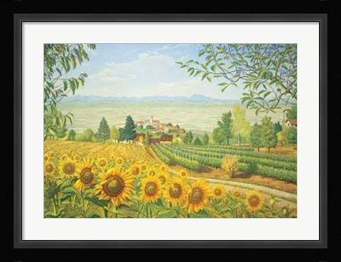 Framed Campagna con Girasoli Print