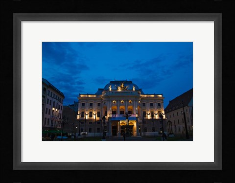Framed Night view of Bratislava Opera House, Slovakia Print