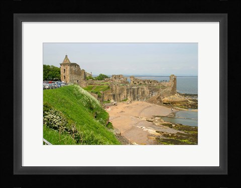Framed Coastline Beach and Ruins of St Andrews, Scotland Print
