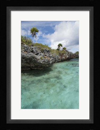 Framed Scenic lagoon located inside volcanic caldera, Fiji Print