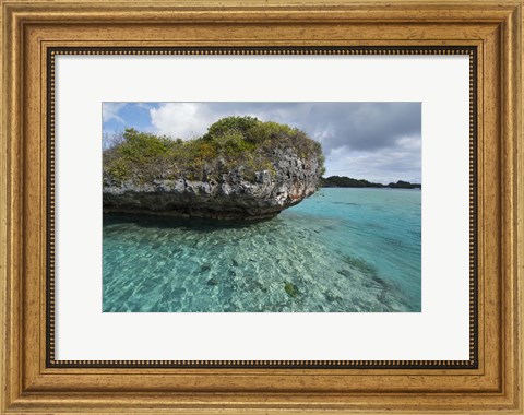 Framed Fiji, Island of Fulanga. Lagoon inside volcanic caldera. Mushroom islets, limestone formations. Print