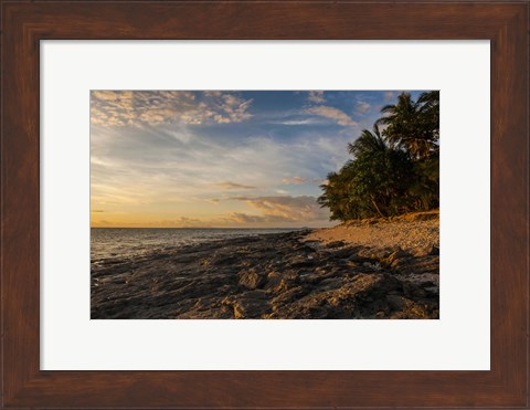 Framed Late afternoon light on a beach on Beachcomber island, Mamanucas Islands, Fiji, South Pacific Print
