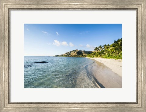 Framed White sandy beach, Oarsman Bay, Yasawa, Fiji Print