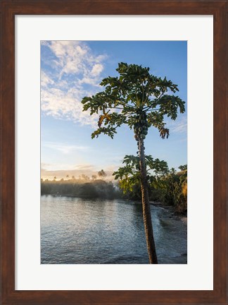Framed Sunset over the beach, Nacula island, Yasawa, Fiji, South Pacific Print