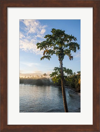 Framed Sunset over the beach, Nacula island, Yasawa, Fiji, South Pacific Print