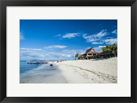 Framed Beach restaurant on Beachcomber Island, Mamanucas Islands, Fiji, South Pacific Print