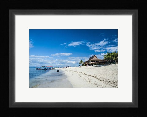 Framed Beach restaurant on Beachcomber Island, Mamanucas Islands, Fiji, South Pacific Print