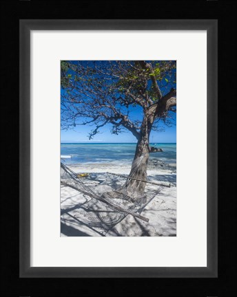 Framed Hammock on the beach of a resort, Nacula Island, Yasawa, Fiji, South Pacific Print