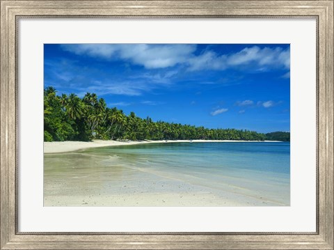 Framed White sand beach and water at the Nanuya Lailai island, the blue lagoon, Yasawa, Fiji, South Pacific Print