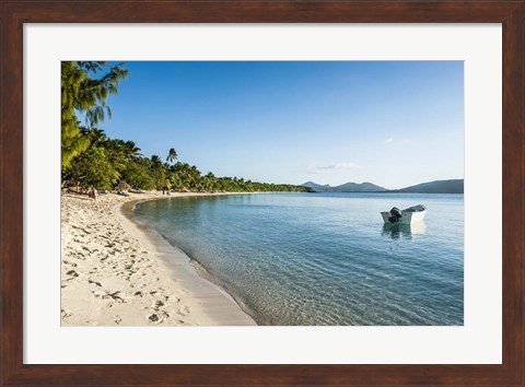 Framed White sand beach, Oarsman Bay, Yasawa, Fiji, South Pacific Print