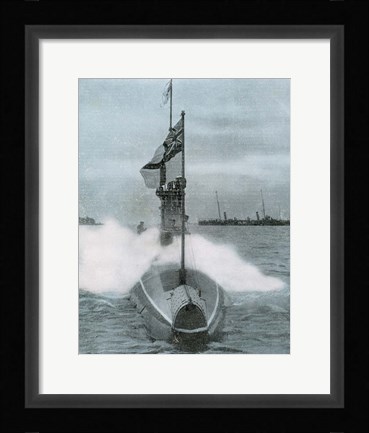 Framed World War I (1914-1918). The British submarine E-8. Sank a German destroyer in the North Sea Print