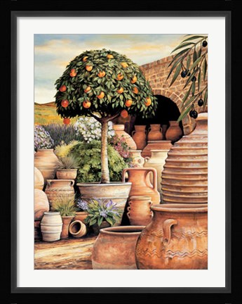 Framed Orange Topiary Print