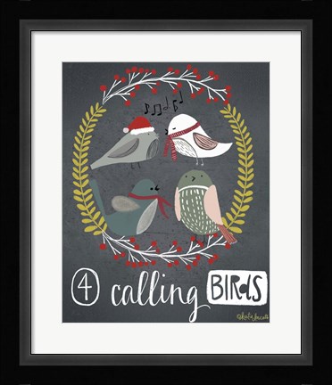 Framed 4 Calling Birds Print