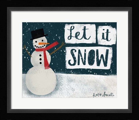 Framed Night Snowman Print