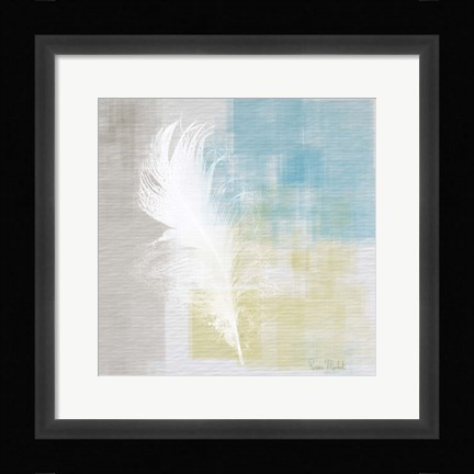 Framed White Feather Abstract I Print
