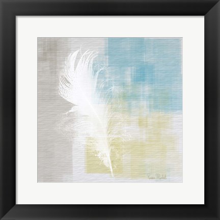 Framed White Feather Abstract I Print