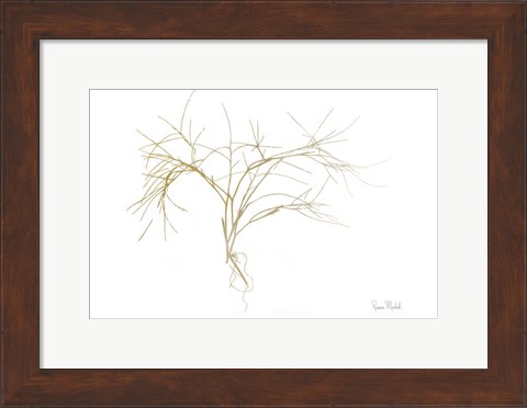 Framed Twiggy Algae Gold on White Print