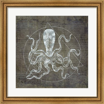 Framed Octopus Geometric Silver Print