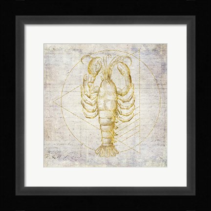 Framed Lobster Geometric Gold Print