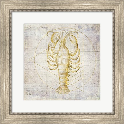 Framed Lobster Geometric Gold Print