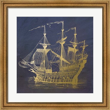 Framed Gold Ship Print