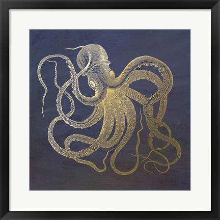 Framed Golden Octopus Print