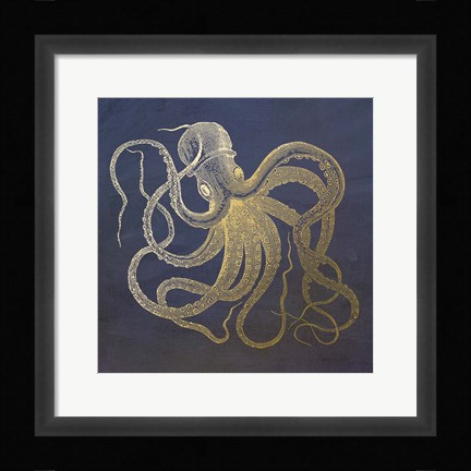 Framed Golden Octopus Print