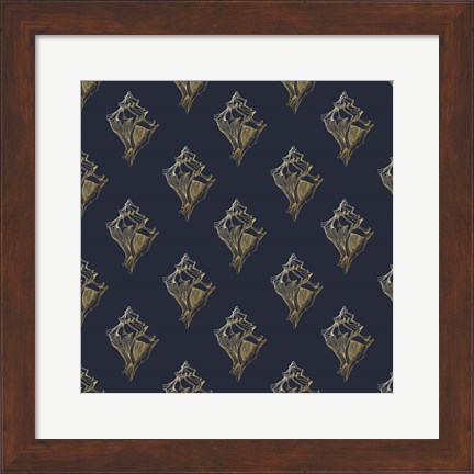 Framed Gold Shell Pattern Print