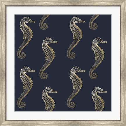 Framed Gold Seahorse Pattern Print