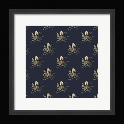 Framed Gold Octopus Pattern Print