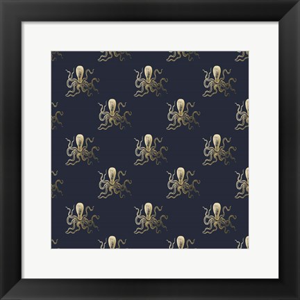 Framed Gold Octopus Pattern Print