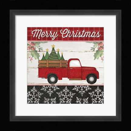 Framed Merry Christmas Truck Print