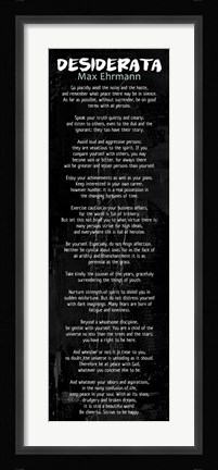 Framed Desiderata In Black Print