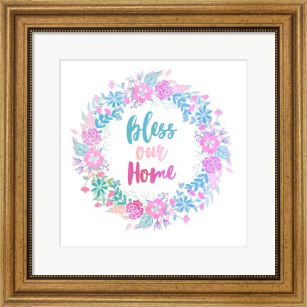 Framed Bless Our Home -Pastel Print