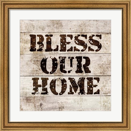 Framed Bless Our Home In Wood Print