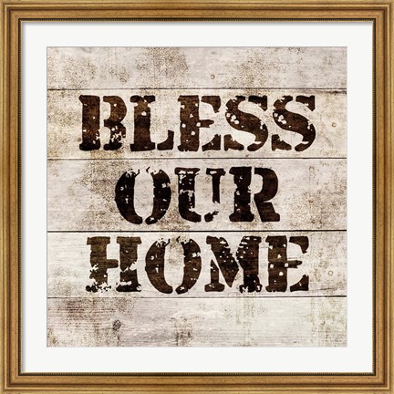 Framed Bless Our Home In Wood Print
